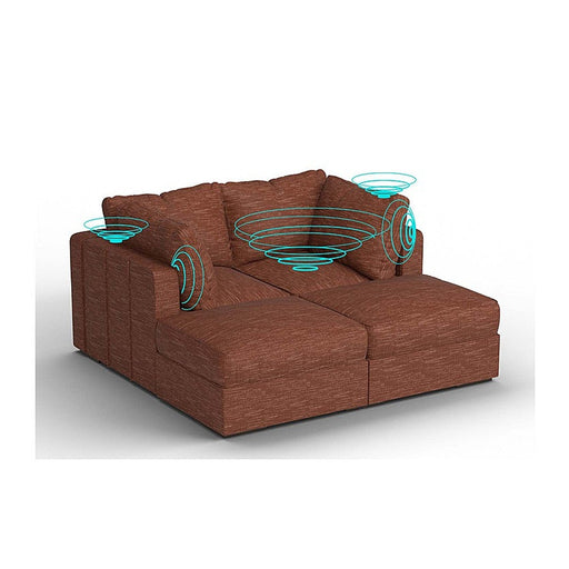 Lovesac – 4 Seats + 4 Sides Rained Chenille & Standard Foam with 6 Speaker Immersive Sound + Charge System – Terracotta - BB6484207