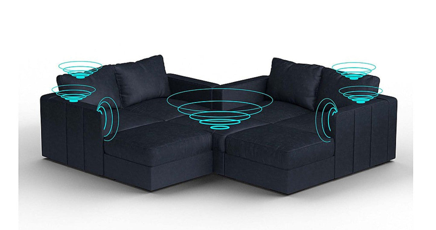 Lovesac – 7 Seats + 8 Sides Corded Velvet &amp; Lovesoft with 8 Speaker Immersive Sound + Charge System – Midnight Navy - 1772604902286_699
