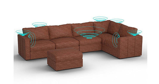 Lovesac – 6 Seats + 8 Sides Rained Chenille &amp; Lovesoft with 6 Speaker Immersive Sound + Charge System – Terracotta - SKU_1772863391293_688