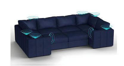 Lovesac – 8 Seats + 10 Sides Corded Velvet & Lovesoft with 8 Speaker Immersive Sound + Charge System – Sapphire Navy - BB6484444