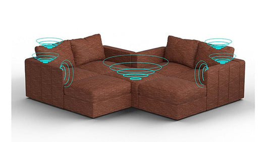 Lovesac – 7 Seats + 8 Sides Rained Chenille &amp; Lovesoft with 6 Speaker Immersive Sound + Charge System – Terracotta - SKU_1772863295480_534