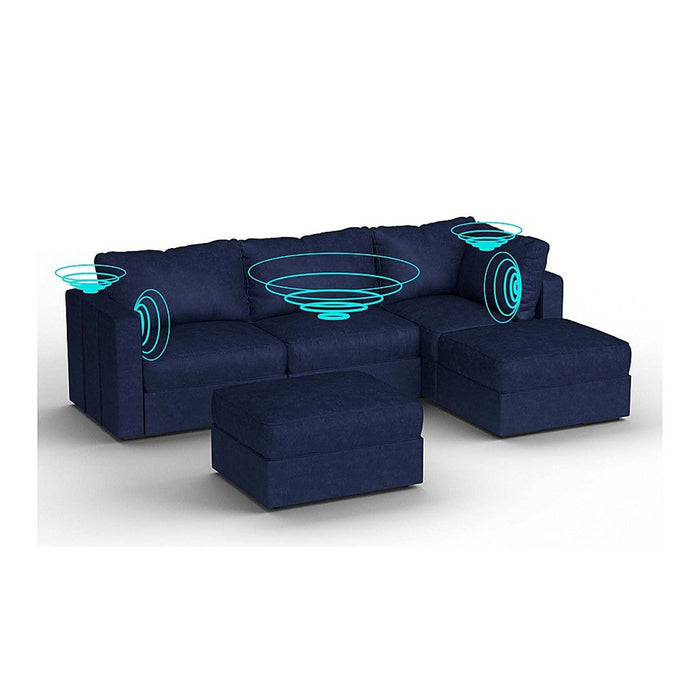 Lovesac – 5 Seats + 5 Sides Corded Velvet & Lovesoft with 8 Speaker Immersive Sound + Charge System – Sapphire Navy - BB6484298