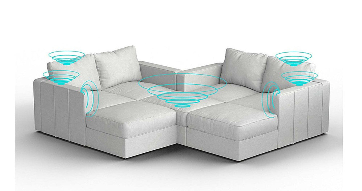 Lovesac – 7 Seats + 8 Sides Corded Velvet & Lovesoft with 8 Speaker Immersive Sound + Charge System – Sky Grey - 1760081699865_763
