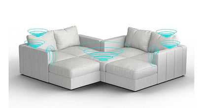 Lovesac – 7 Seats + 8 Sides Corded Velvet & Lovesoft with 8 Speaker Immersive Sound + Charge System – Sky Grey - 1760081699865_763