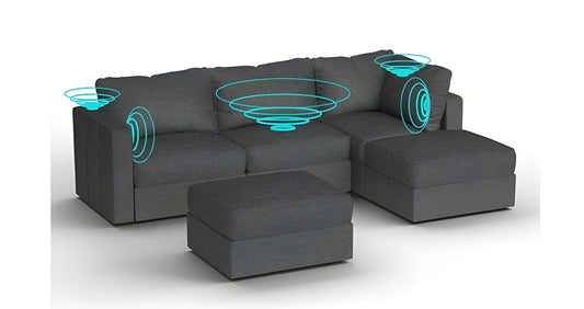 Lovesac – 5 Seats + 5 Sides Corded Velvet & Standard Foam with 6 Speaker Immersive Sound + Charge System – Charcoal Grey - BB6484289