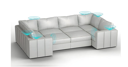 Lovesac – 8 Seats + 10 Sides Luxe Chenille & Lovesoft with 10 Speaker Immersive Sound + Charge System – Tonal Sterling - BB6484436