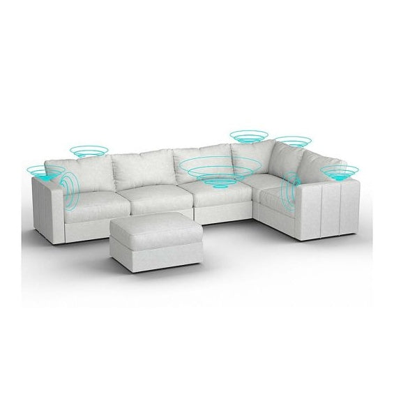 Lovesac – 6 Seats + 8 Sides Corded Velvet & Lovesoft with 8 Speaker Immersive Sound + Charge System – Sky Grey - BB6483869