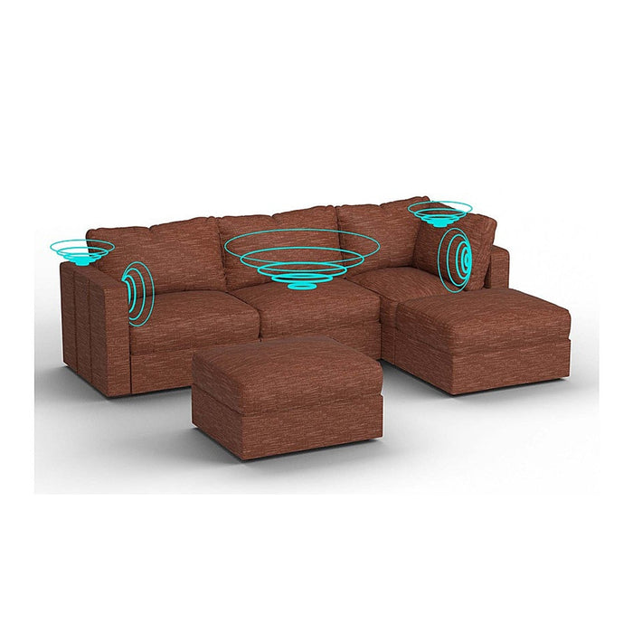 Lovesac – 5 Seats + 5 Sides Rained Chenille & Standard Foam with 6 Speaker Immersive Sound + Charge System – Terracotta - BB6484311