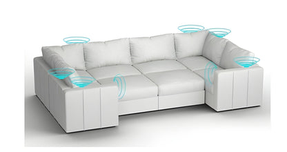 Lovesac – 8 Seats + 10 Sides Corded Velvet & Lovesoft with 6 Speaker Immersive Sound + Charge System – Sky Grey - BB6484427