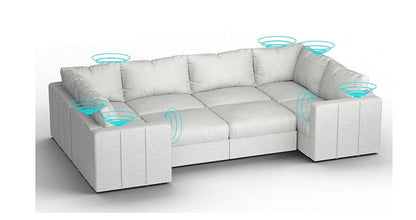 Lovesac – 8 Seats + 10 Sides Corded Velvet & Lovesoft with 6 Speaker Immersive Sound + Charge System – Sky Grey - 1760085494517_100