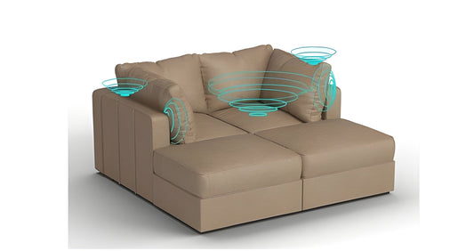 Lovesac – 4 Seats + 4 Sides Combed Chenille & Lovesoft with 8 Speaker Immersive Sound + Charge System – BB6484220