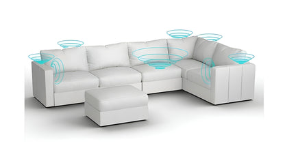 Lovesac – 6 Seats + 8 Sides Corded Velvet & Lovesoft with 6 Speaker Immersive Sound + Charge System – Sky Grey - BB6483874