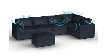 Lovesac – 6 Seats + 8 Sides Corded Velvet & Standard Foam with 10 Speaker Immersive Sound + Charge System – Midnight Navy - BB6483881