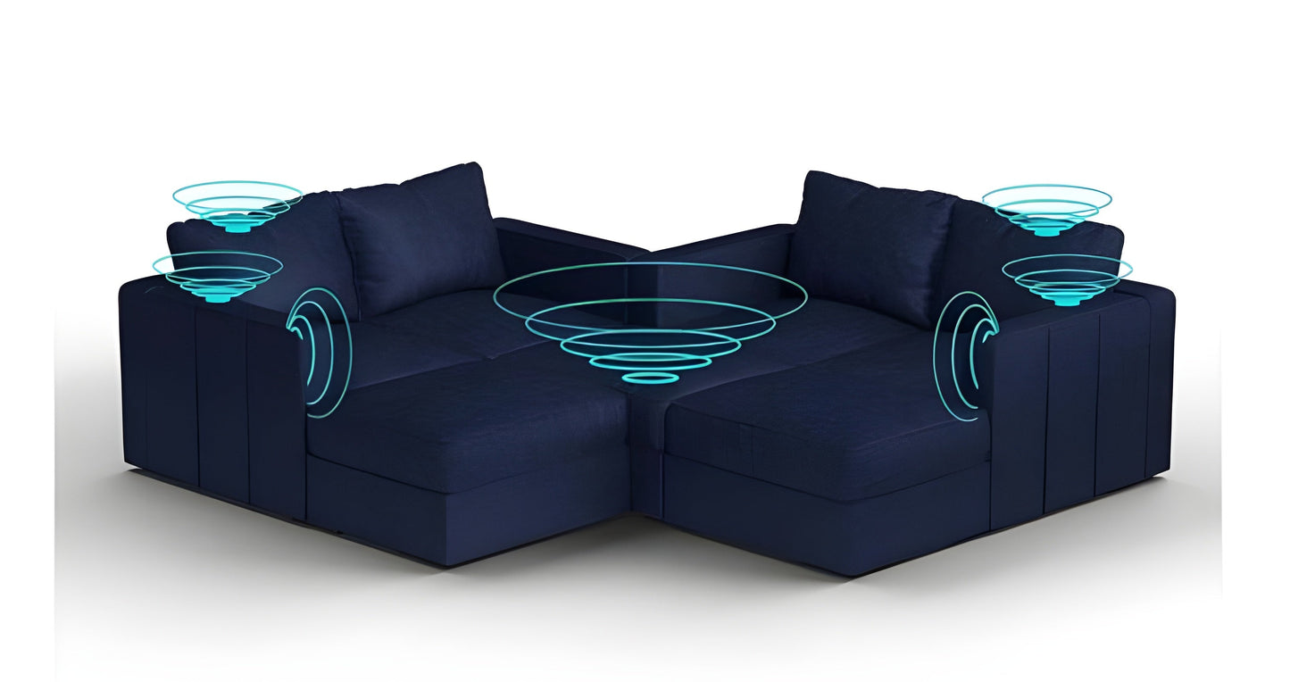Lovesac – 7 Seats + 8 Sides Corded Velvet & Lovesoft with 10 Speaker Immersive Sound + Charge System – Sapphire Navy - BB6484374