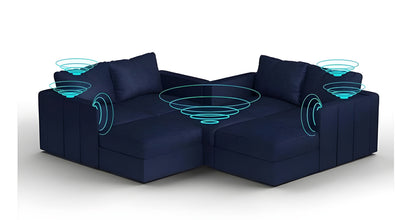 Lovesac – 7 Seats + 8 Sides Corded Velvet & Lovesoft with 10 Speaker Immersive Sound + Charge System – Sapphire Navy - BB6484374