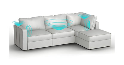 Lovesac – 4 Seats + 5 Sides Luxe Chenille & Standard Foam with 6 Speaker Immersive Sound + Charge System – Tonal Sterling - BB6484161