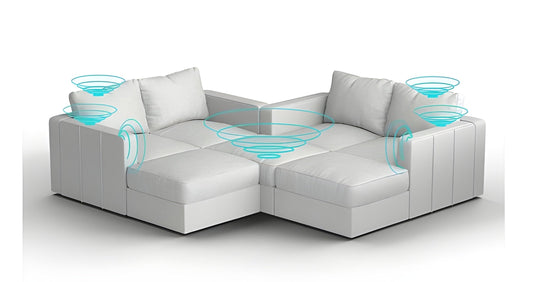 Lovesac – 7 Seats + 8 Sides Corded Velvet & Standard Foam with 10 Speaker Immersive Sound + Charge System – Sky Grey - BB6484344
