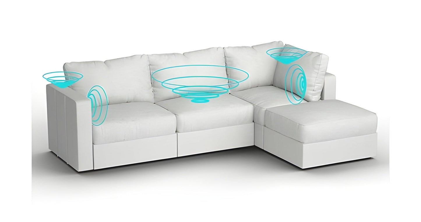 Lovesac – 4 Seats + 5 Sides Corded Velvet & Standard Foam with 6 Speaker Immersive Sound + Charge System – Sky Grey - BB6483904