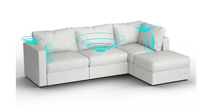 Lovesac – 4 Seats + 5 Sides Corded Velvet &amp; Standard Foam with 6 Speaker Immersive Sound + Charge System – Sky Grey - 1772614135059_333
