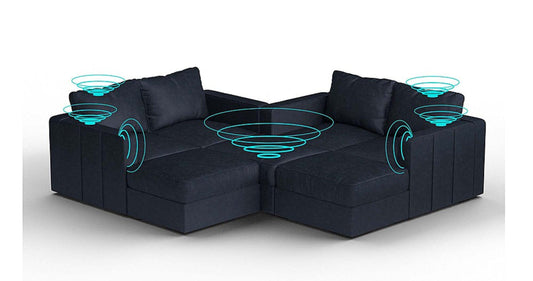 Lovesac – 7 Seats + 8 Sides Corded Velvet &amp; Standard Foam with 8 Speaker Immersive Sound + Charge System – Midnight Navy - 1772612868452_614