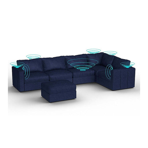 Lovesac – 6 Seats + 8 Sides Corded Velvet & Standard Foam with 10 Speaker Immersive Sound + Charge System – Sapphire Navy - BB6483889