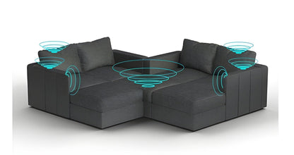 Lovesac – 7 Seats + 8 Sides Corded Velvet & Standard Foam with 8 Speaker Immersive Sound + Charge System – Charcoal Grey - BB6484325