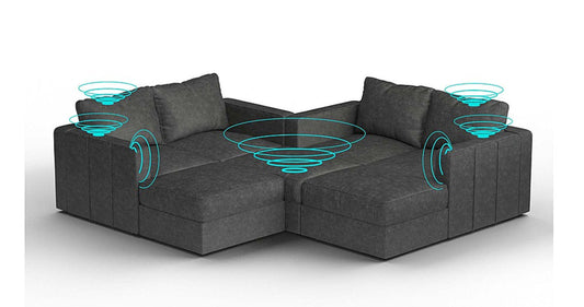Lovesac – 7 Seats + 8 Sides Corded Velvet & Standard Foam with 8 Speaker Immersive Sound + Charge System – Charcoal Grey - 1760085487238_672
