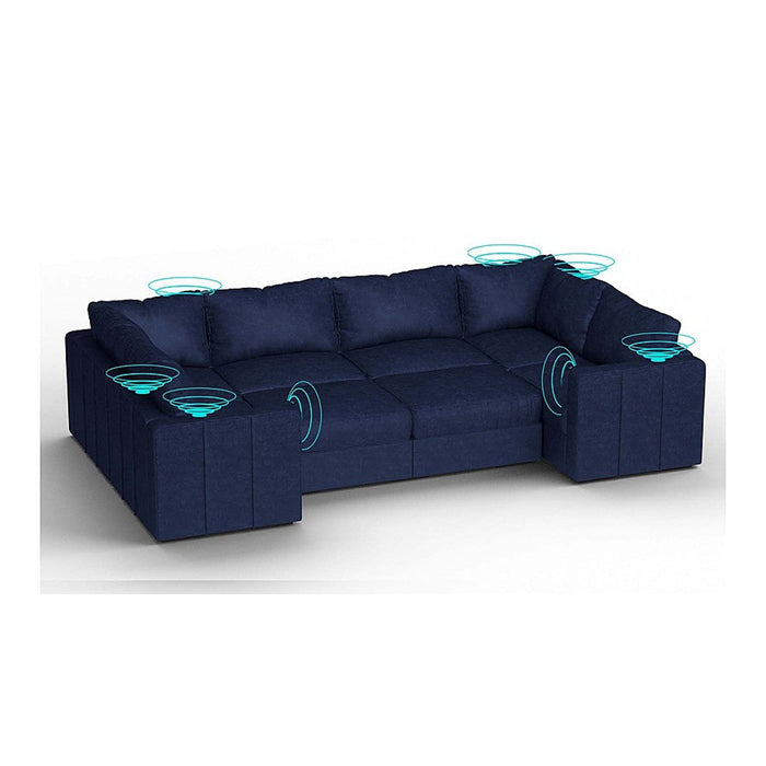 Lovesac – 8 Seats + 10 Sides Corded Velvet & Standard Foam with 10 Speaker Immersive Sound + Charge System – Sapphire Navy - BB6484452