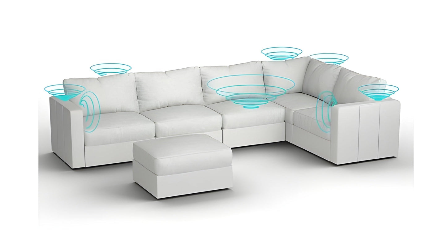 Lovesac – 6 Seats + 8 Sides Corded Velvet & Standard Foam with 6 Speaker Immersive Sound + Charge System – Sky Grey - BB6483875