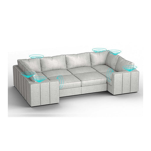 Lovesac – 8 Seats + 10 Sides Luxe Chenille & Standard Foam with 8 Speaker Immersive Sound + Charge System – Tonal Sterling - BB6484437