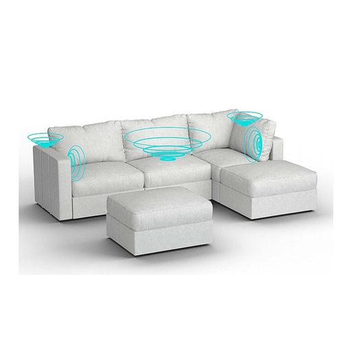 Lovesac – 5 Seats + 5 Sides Corded Velvet & Standard Foam with 8 Speaker Immersive Sound + Charge System – Sky Grey - BB6484306