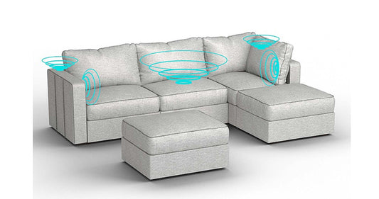 Lovesac – 5 Seats + 5 Sides Luxe Chenille & Lovesoft with 8 Speaker Immersive Sound + Charge System – Tonal Sterling - 1760086511021_440