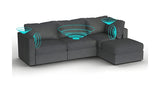 Lovesac – 4 Seats + 5 Sides Corded Velvet & Lovesoft with 6 Speaker Immersive Sound + Charge System – Charcoal Grey - BB6483887