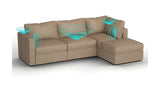 Lovesac – 4 Seats + 5 Sides Combed Chenille & Lovesoft with 6 Speaker Immersive Sound + Charge System – Taupe - BB6484191