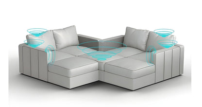Lovesac – 7 Seats + 8 Sides Luxe Chenille & Standard Foam with 6 Speaker Immersive Sound + Charge System – Tonal Sterling - BB6484379