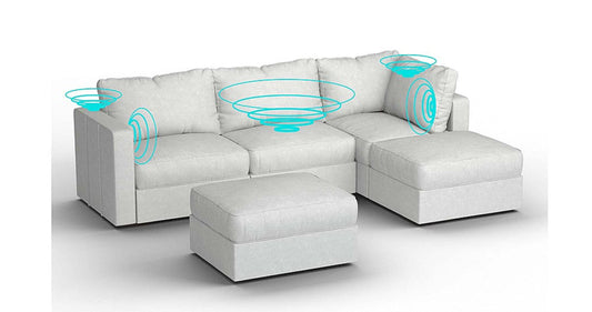 Lovesac – 5 Seats + 5 Sides Corded Velvet & Standard Foam with 6 Speaker Immersive Sound + Charge System – Sky Grey - 1760077813567_964