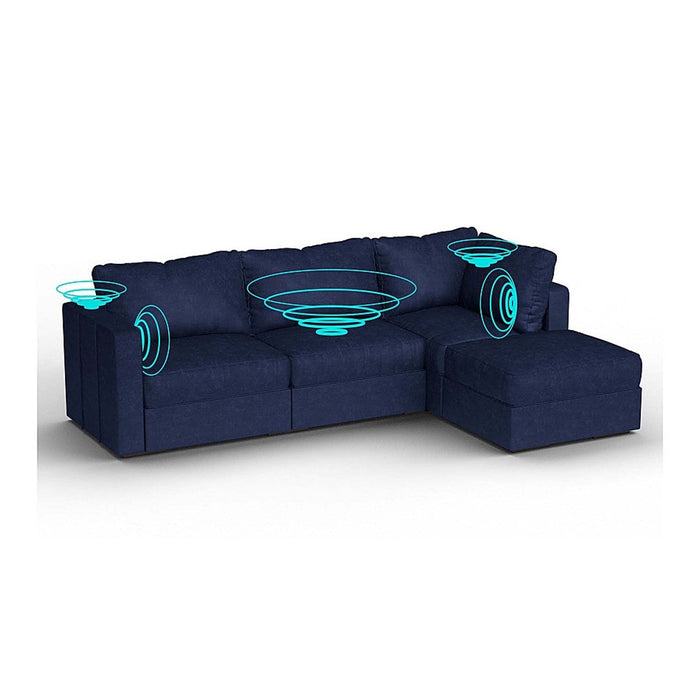 Lovesac – 4 Seats + 5 Sides Corded Velvet & Lovesoft with 6 Speaker Immersive Sound + Charge System – Sapphire Navy - BB6483872