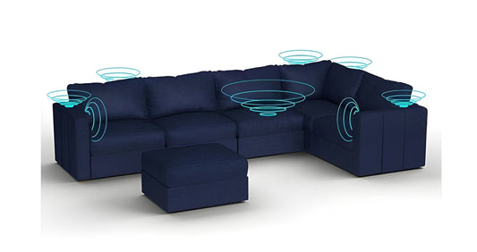 Lovesac – 6 Seats + 8 Sides Corded Velvet & Lovesoft with 10 Speaker Immersive Sound + Charge System – Sapphire Navy - BB6483880