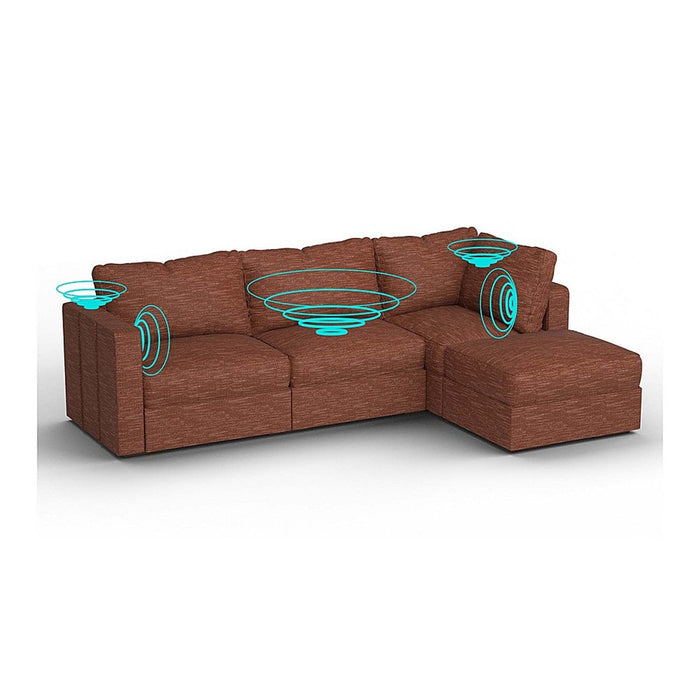 Lovesac – 4 Seats + 5 Sides Rained Chenille & Standard Foam with 6 Speaker Immersive Sound + Charge System – Terracotta - BB6484163