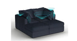 Lovesac – 4 Seats + 4 Sides Corded Velvet & Lovesoft with 6 Speaker Immersive Sound + Charge System – Midnight Navy - BB6484164
