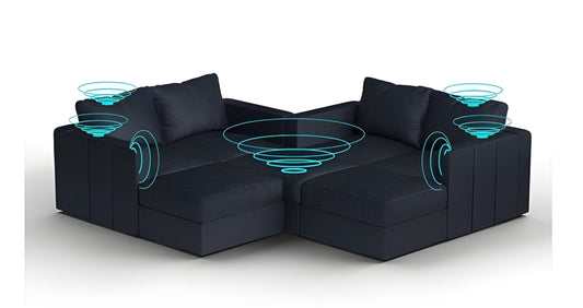 Lovesac – 7 Seats + 8 Sides Corded Velvet & Lovesoft with 10 Speaker Immersive Sound + Charge System – Midnight Navy - BB6484358