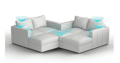 Lovesac – 7 Seats + 8 Sides Corded Velvet & Lovesoft with 6 Speaker Immersive Sound + Charge System – Sky Grey - BB6484384