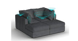 Lovesac 4 Seats + 4 Sides Corded Velvet & Lovesoft with 6 Speaker Immersive Sound + Charge System – Charcoal Grey - BB6484223