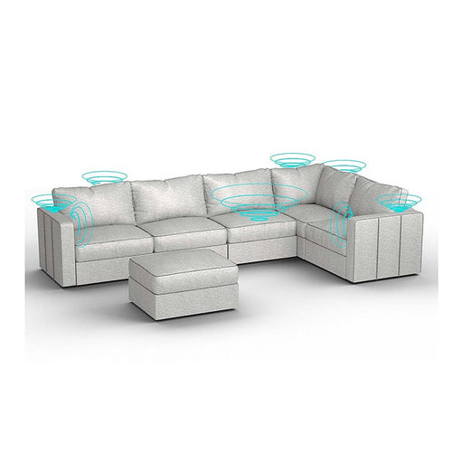 Lovesac – 6 Seats + 8 Sides Luxe Chenille & Standard Foam with 10 Speaker Immersive Sound + Charge System – Tonal Sterling - BB6484385