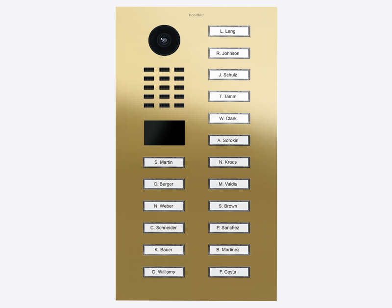 DoorBird D2118V IP Video Door Station, 18 Call Buttons in Brass