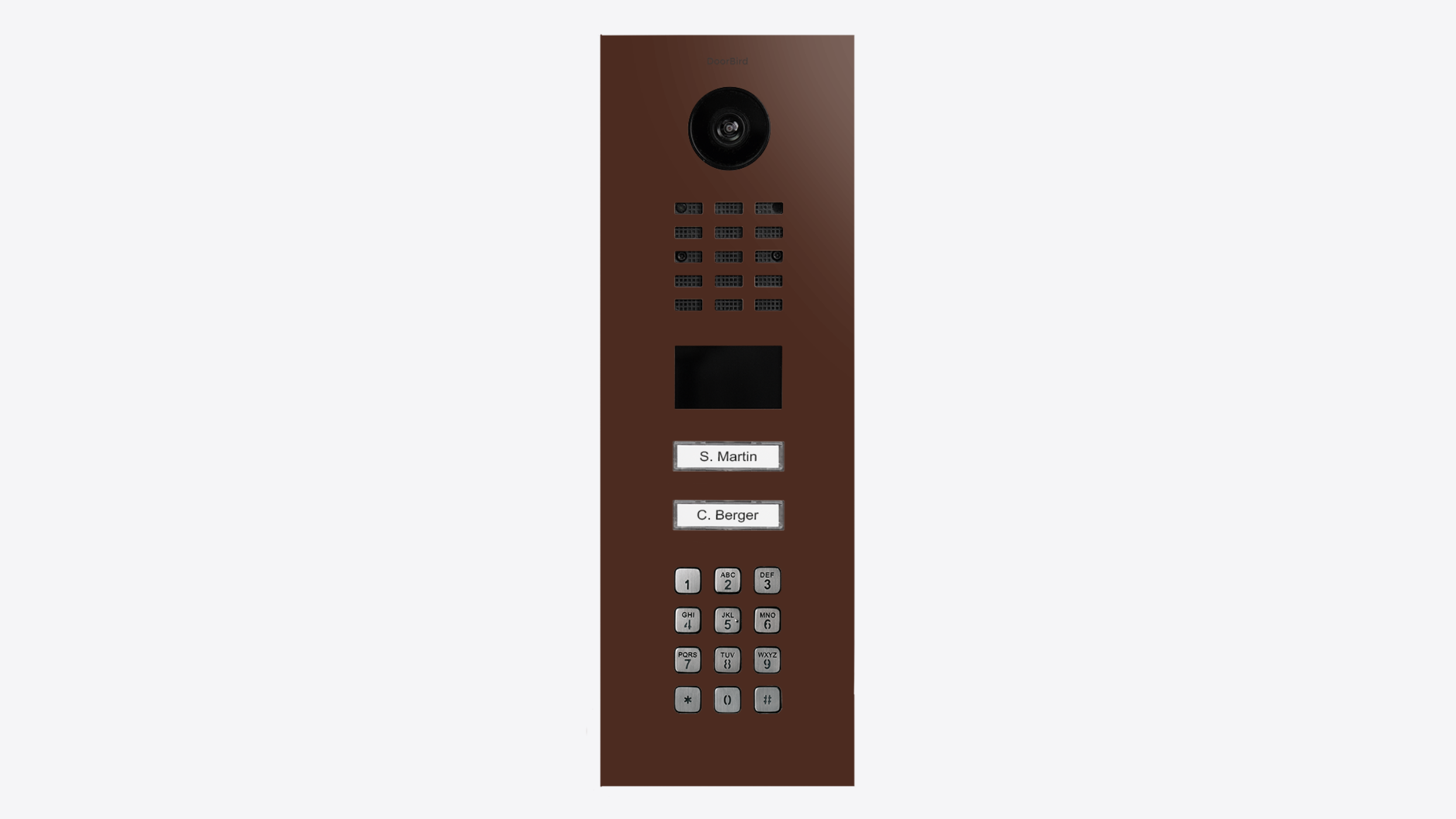 DoorBird D2102KV IP Video Door Station, 2 Call Button in Mahogany Brown, RAL 8016 - 423891500