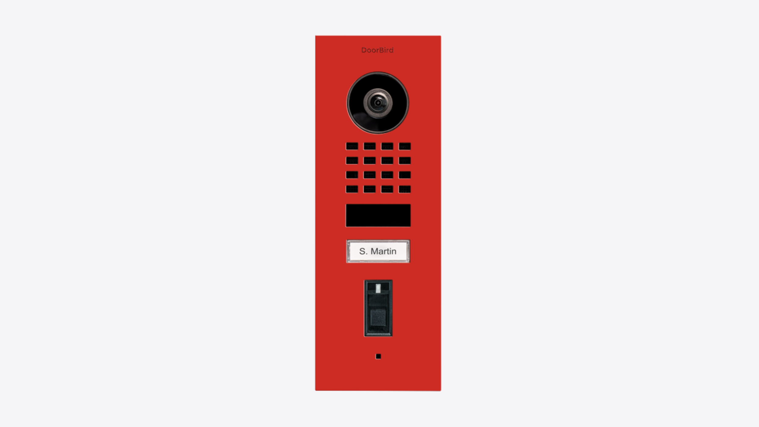 DoorBird D1101FV Fingerprint 50 Flush-Mount IP Video Door Station in Pure Red, RAL 3028