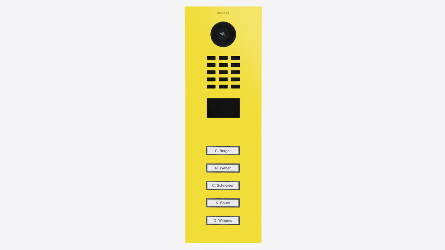 DoorBird D2105V IP Video Door Station, 5 Call Button in Sulfur Yellow, RAL 1016 - 423887473