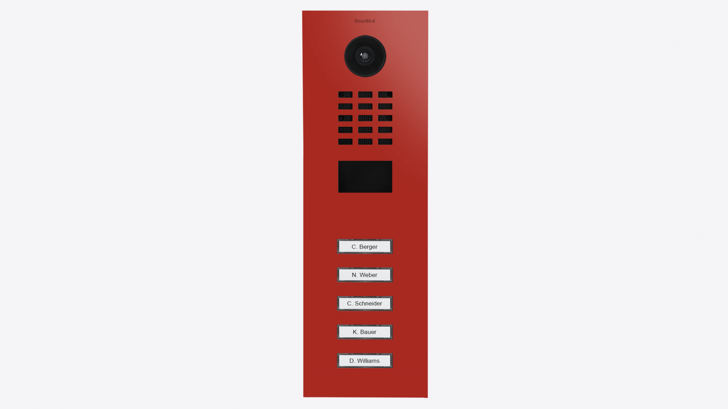 DoorBird D2105V IP Video Door Station, 5 Call Button in Flame Red, RAL 3000 - 423887527
