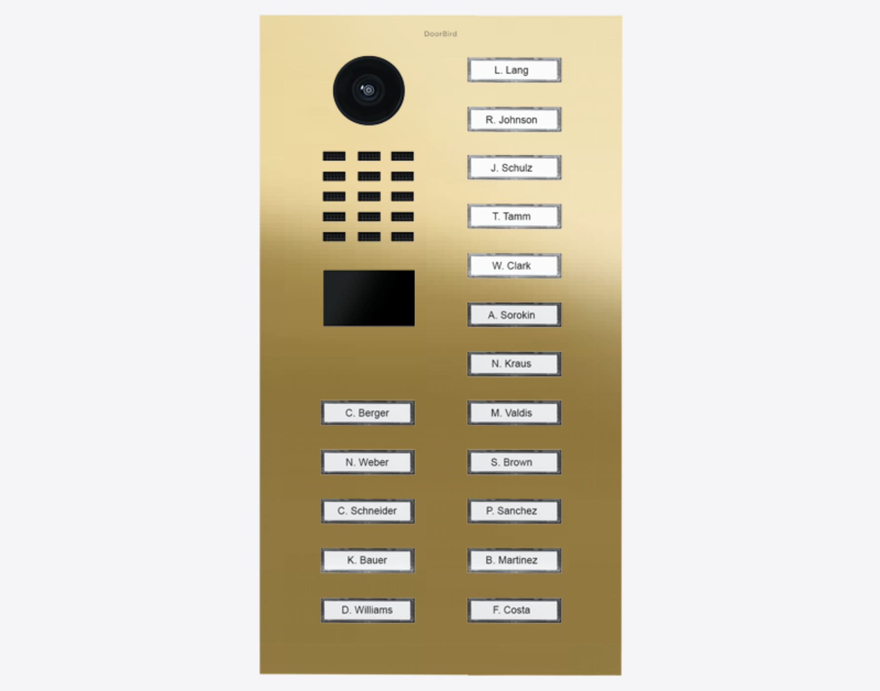 DoorBird D2117V IP Video Door Station, 17 Call Buttons in Brass - 423910515